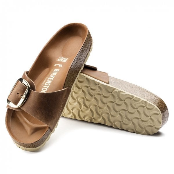 Womens Madrid Big Buckle Oiled Leather in Cognac