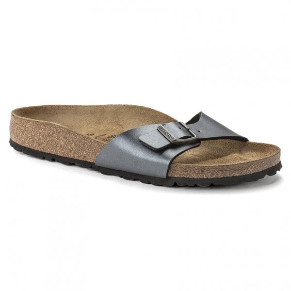 Womens Madrid Birko-flor Regular Fit Sandal in Metallic Black