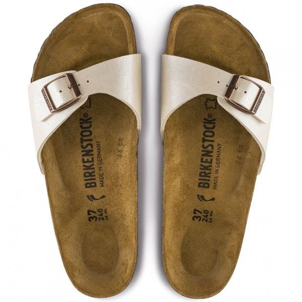 Womens Madrid Graceful Birko-flor Regular Fit Sandal in Pearl White