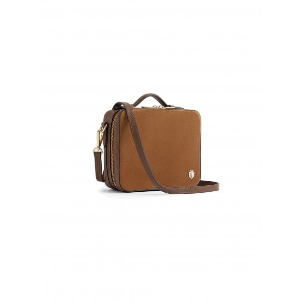 Buckingham Cross Body Bag in Tan Suede
