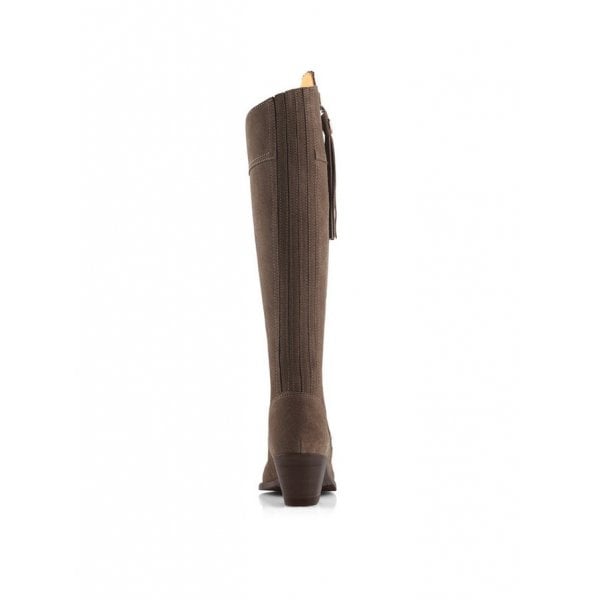Regina Knee-High Heeled in Fog Suede