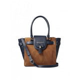 Windsor Tote Bag in Tan/Navy Suede