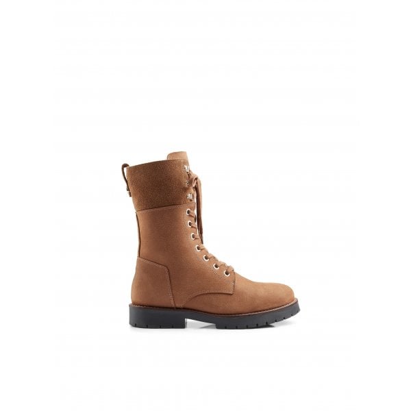 Womens Anglesey Combat Boot in Cognac Nubuck