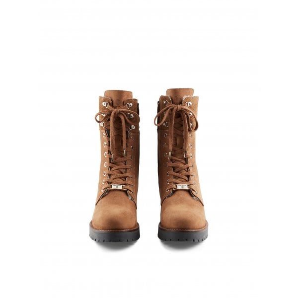 Womens Anglesey Combat Boot in Cognac Nubuck
