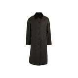 Womens Edith Wax Longline Coat in Dark Khaki