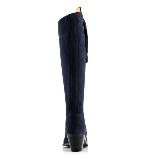 Womens Heeled Regina Boot in Navy Suede