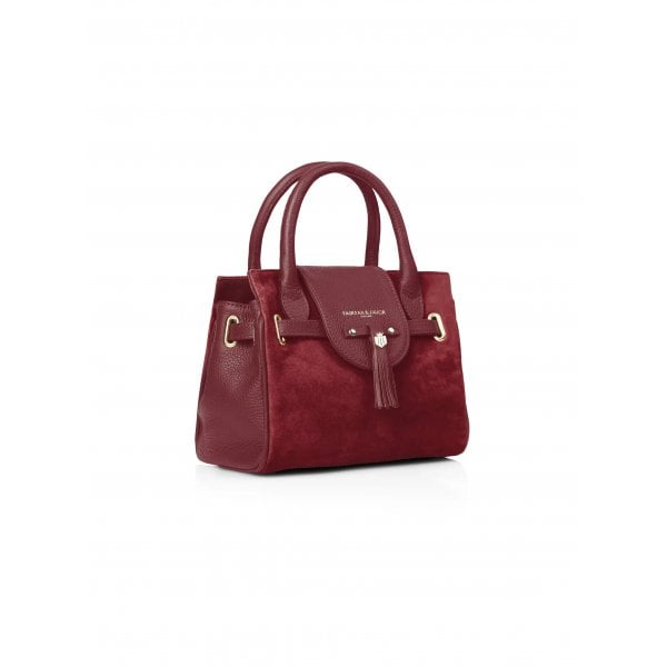 Womens Mini Windsor Handbag in Suede Ruby Suede