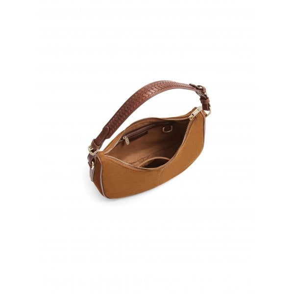 Womens Tetbury Crescent Bag in Tan Suede