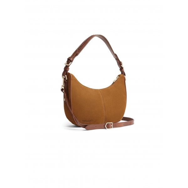 Womens Tetbury Crescent Bag in Tan Suede