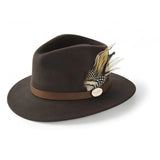 The Suffolk Fedora in Dark Brown (Guinea & Pheasant Feather)