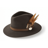 The Suffolk Fedora in Dark Brown (Gamedbird Feather)