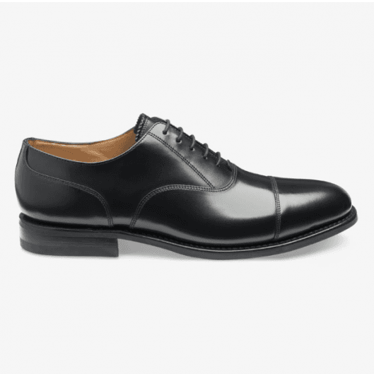 Mens 300 Black Polished Oxford Toe Cap in Black