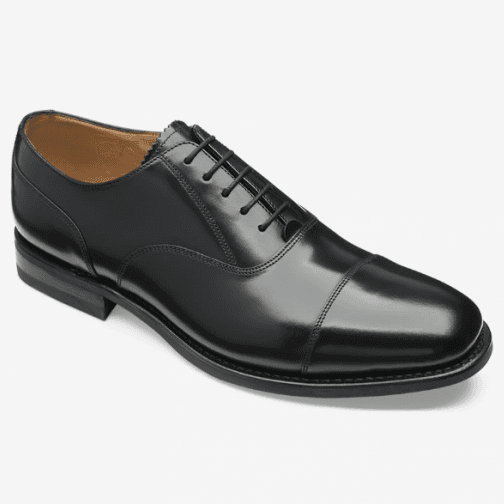 Mens 300 Black Polished Oxford Toe Cap in Black
