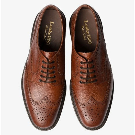 Mens Badminton Derby Brogue in Dark Brown Grain Leather