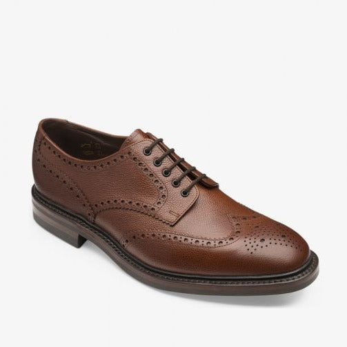 Mens Badminton Derby Brogue in Dark Brown Grain Leather