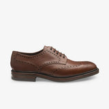 Mens Badminton Derby Brogue in Dark Brown Grain Leather