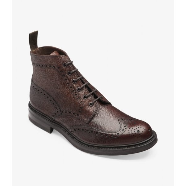 Mens Bedale Brogue Derby Boot in Oxblood Grain
