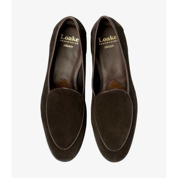 Mens Belgrave Apron Loafer in Dark Brown Suede