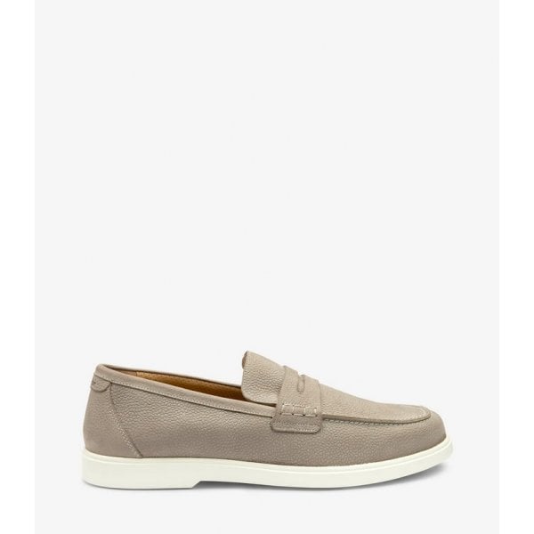 Mens Como Saddle Apron Loafer in Grey Nubuck