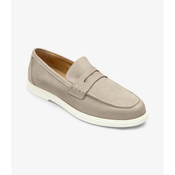 Mens Como Saddle Apron Loafer in Grey Nubuck
