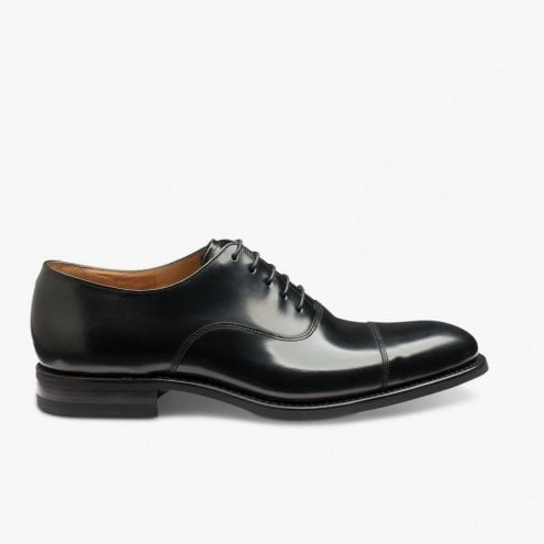 Mens Finsbury Oxford Toe Cap Shoe in Polished Black