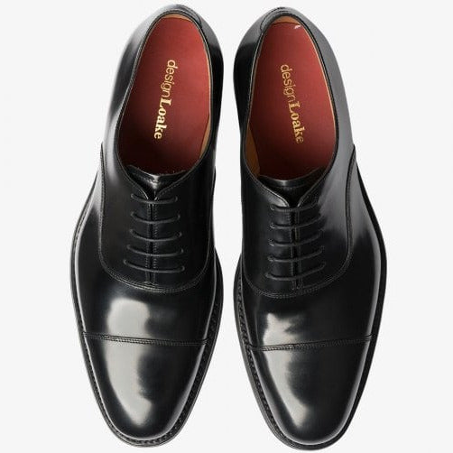 Mens Finsbury Oxford Toe Cap Shoe in Polished Black