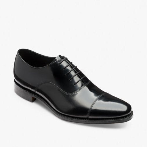 Mens Finsbury Oxford Toe Cap Shoe in Polished Black