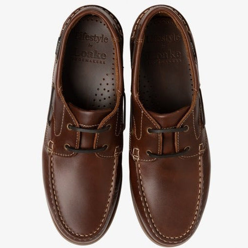 Mens Lymington Boat Shoe in Brown Waxy Leather