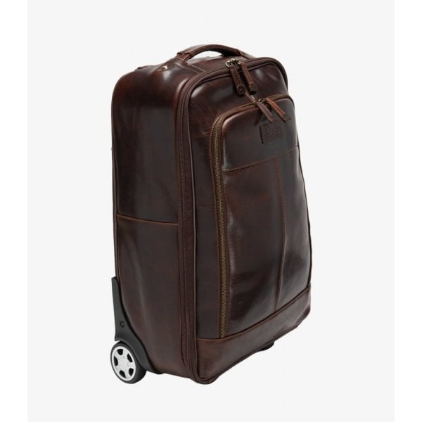 Paris Leather Wheeled Suitcase in Brown