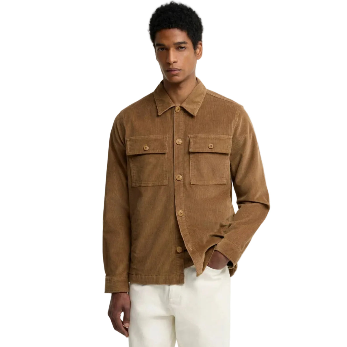 Tartan Trimmed Cord Overshirt