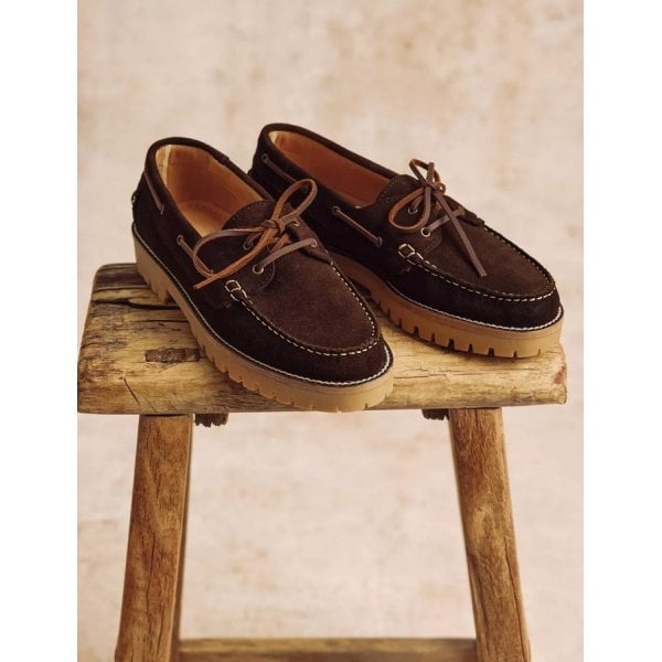 Federico Suede Boat Shoe in Bitter Chocolate