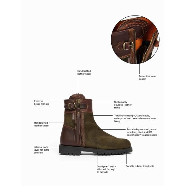 Inclement Cropped Tassel Boot in Seaweed/Conker