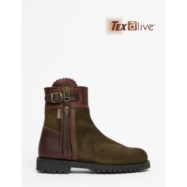 Inclement Cropped Tassel Boot in Seaweed/Conker