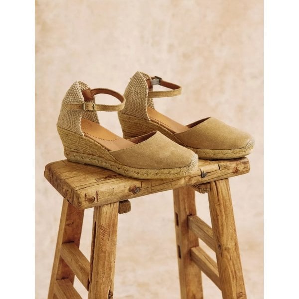 Mary Jane Suede Espadrille in Sand