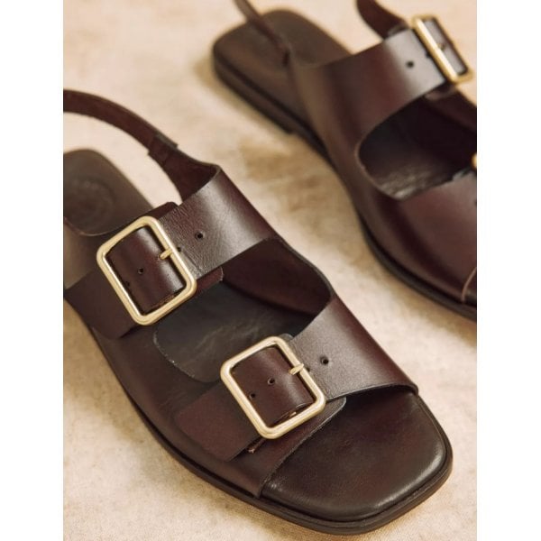 Womens Portobello leather Sandal in Bitter Chocolate
