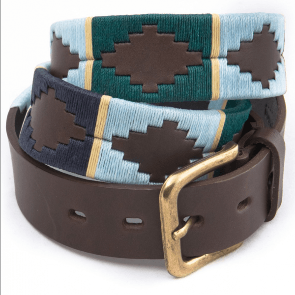 Polo Belt in Green/Pale Blue/Navy/Cream Stripe