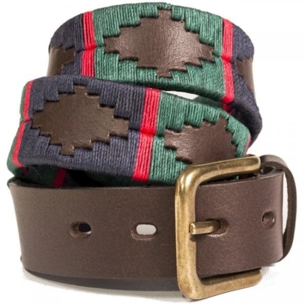 Polo Belt in Navy/Dark Green/Red Stripe