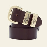 Drover Belt 1 1/2 inch 3 Piece Brass Buckle Belt in Mid Brown