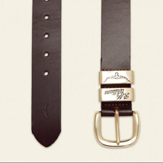 Drover Belt 1 1/2 inch 3 Piece Brass Buckle Belt in Mid Brown