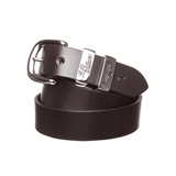Mens 1 1/4" 3 Piece Solid Hide Logo Belt in Chestnut