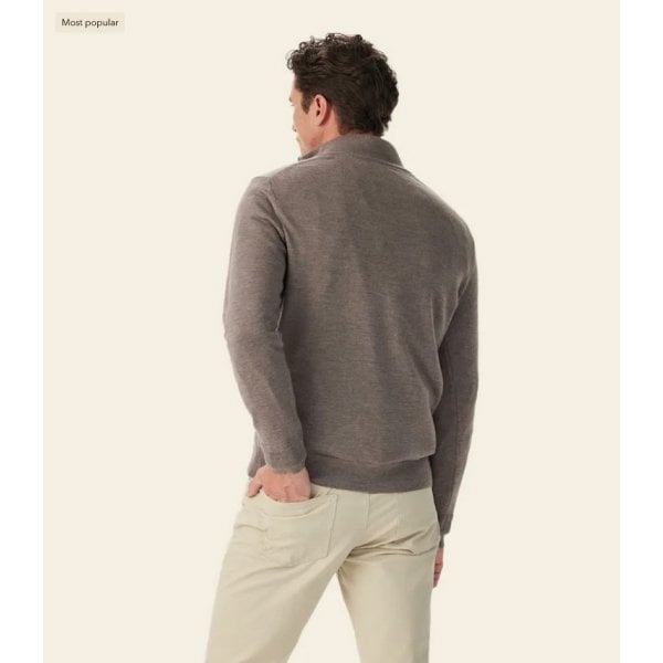 Mens Ernest Merino 1/4 Zip in Nutmeg