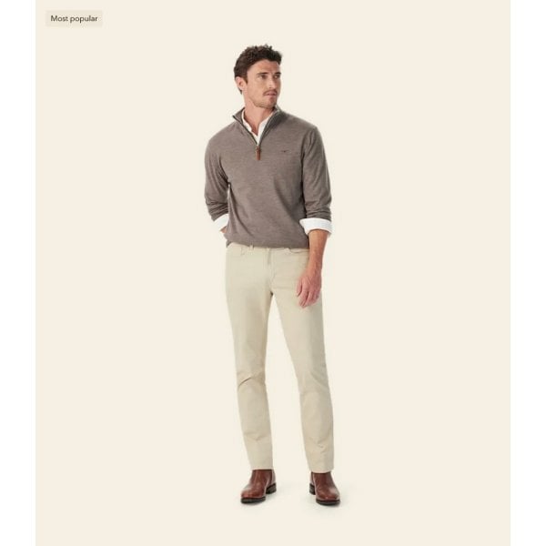 Mens Ernest Merino 1/4 Zip in Nutmeg