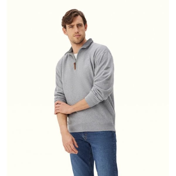 Mens Mulyungarie 1/4 Zip Sweatshirt In Light Grey Marle