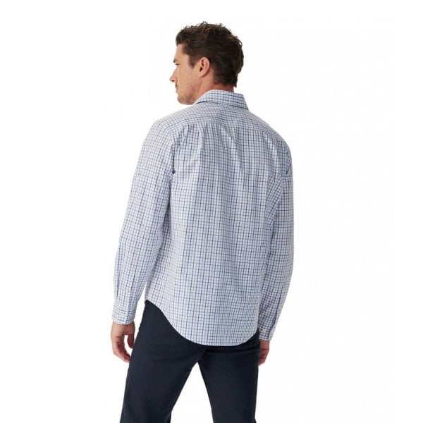 Newland Poplin Check Shirt in White/Navy/Blue