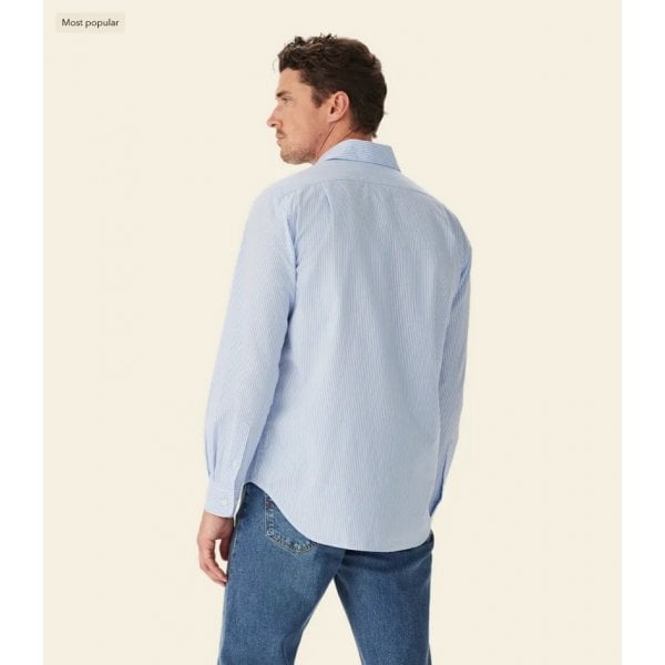 Sommers Poplin Stripe Shirt in White/Blue