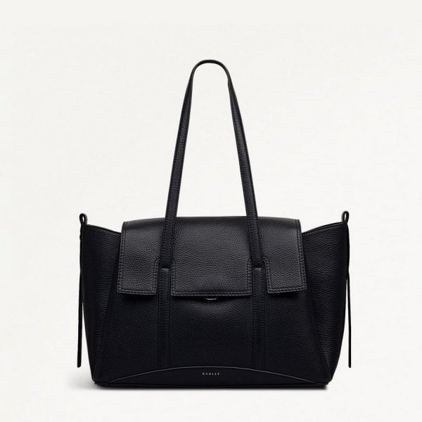 Chancery Medium Flapover Shoulder Bag in Black