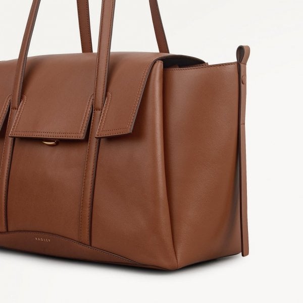 Medium Flapover Shoulder Bag in Cognac