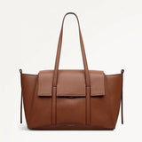 Medium Flapover Shoulder Bag in Cognac