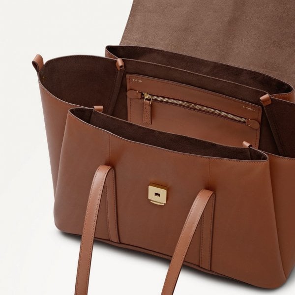 Medium Flapover Shoulder Bag in Cognac