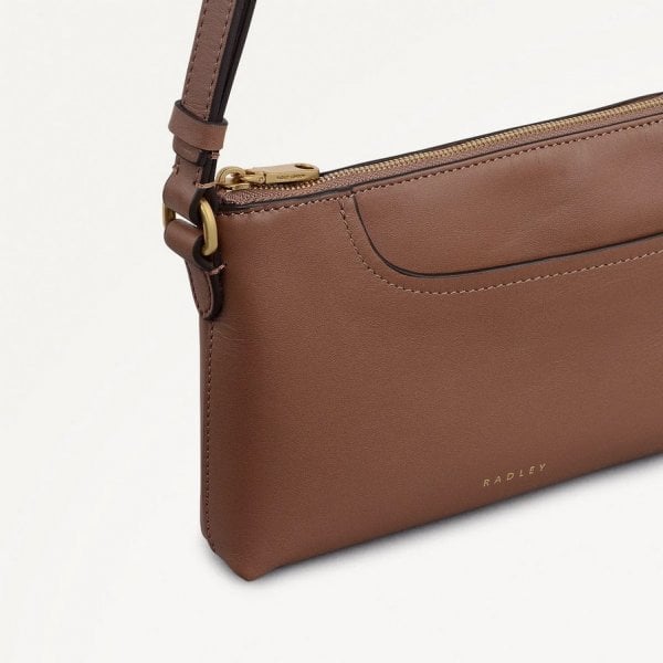 Mini Ziptop East West Shoulder Bag in Saddle Tan